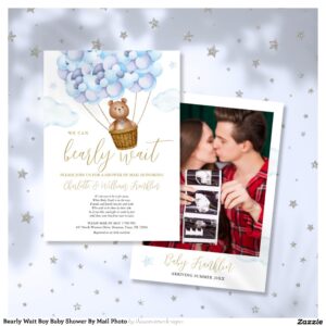 Bearly Wait Boy Baby Shower By Mail Photo Invitation