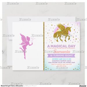 Beautiful girl fairy silhouette invitation
