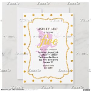 Beautiful girl fairy silhouette invitation