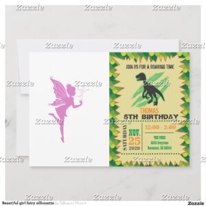 Beautiful girl fairy silhouette invitation