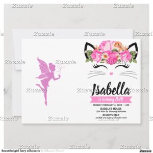 Beautiful girl fairy silhouette invitation