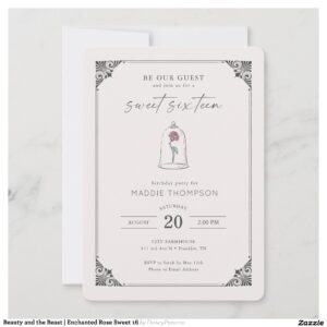 Beauty and the Beast Enchanted Rose Sweet 16 Invitation