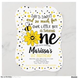 Bee 1st Birthday Invitation