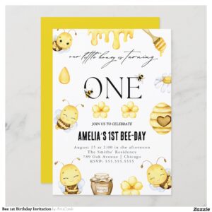 Bee 1st Birthday Invitation