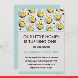 Bee 1st birthday invitations Cute Our little honey