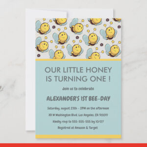 Bee 1st birthday invitations Cute Our little honey
