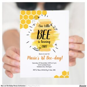 Bee 1st Birthday Party Invitation