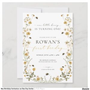 Bee Birthday Invitation 1st Bee Day Invite