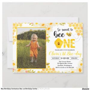 Bee Birthday Invitation Bee 1st Birthday Invite