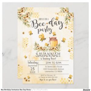 Bee Birthday Invitation Bee Day Party