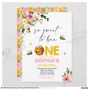 Bee Birthday Invitation Honey Bee Birthday Party