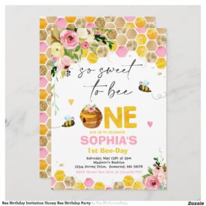 Bee Birthday Invitation Honey Bee Birthday Party