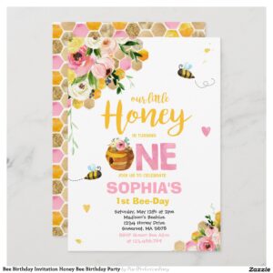 Bee Birthday Invitation Honey Bee Birthday Party