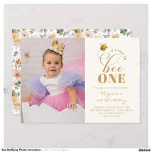 Bee Birthday Photo Invitation