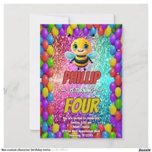 Bee custom character birthday invite