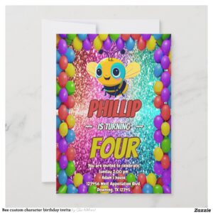 Bee custom character birthday invite