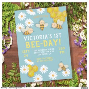 Bee-Day 1st Birthday Party Invitation