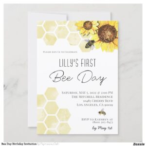 Bee Day Birthday Invitation
