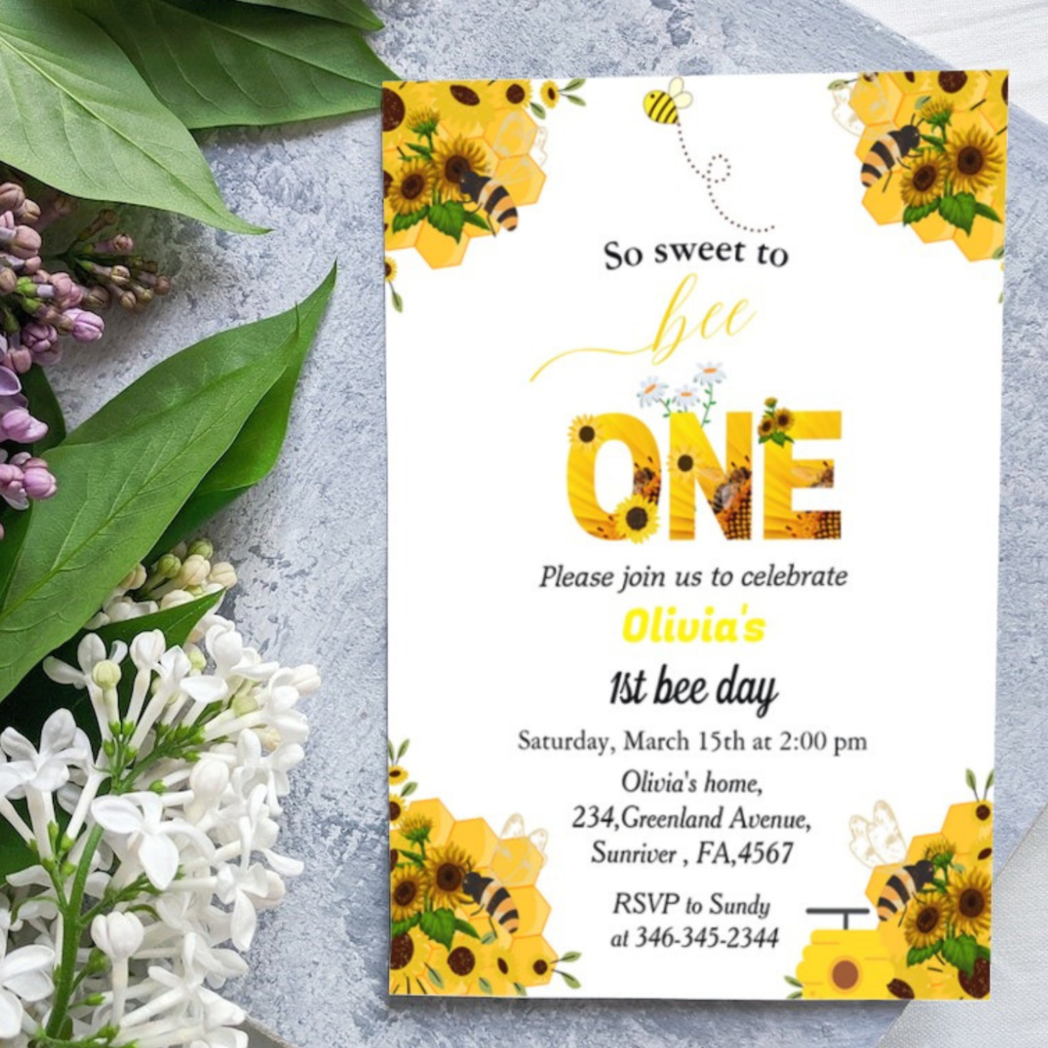 Bee day, first birthday bee theme, so sweet to be invitation