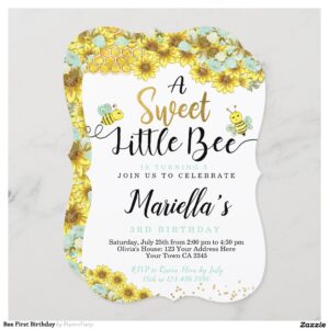 Bee First Birthday Invitation