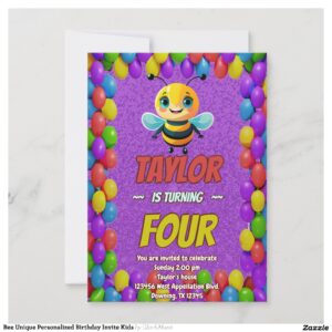 Bee Unique Personalized Birthday Invite Kids