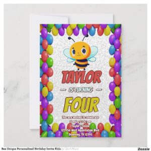 Bee Unique Personalized Birthday Invite Kids