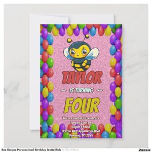 Bee Unique Personalized Birthday Invite Kids