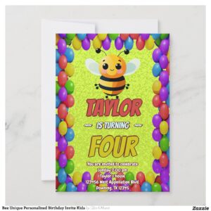 Bee Unique Personalized Birthday Invite Kids