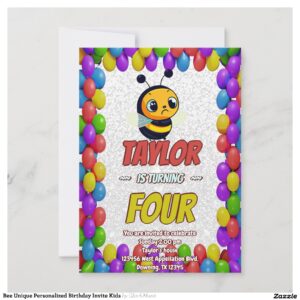 Bee Unique Personalized Birthday Invite Kids