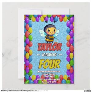 Bee Unique Personalized Birthday Invite Kids