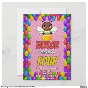Bee Unique Personalized Birthday Invite Kids