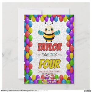 Bee Unique Personalized Birthday Invite Kids