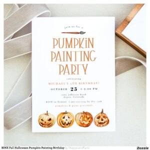 BINX Fall Halloween Pumpkin Painting Birthday Invitation