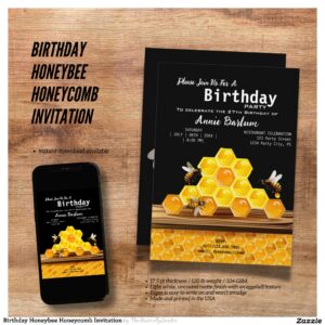 Birthday Honeybee Honeycomb Invitation