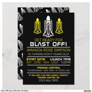 Blast Off! Space Shuttles, Birthday Invitation