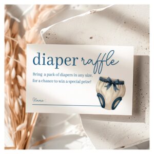 Blue Boy Teddy Bear Baby Shower Diaper Raffle Enclosure Card