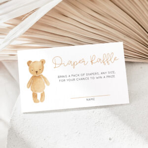 Blue Tan Teddy Bear Balloons Enclosure Card