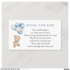 Blue Teddy Bear Books for Baby Enclosure Card