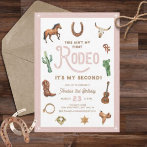Blue Western 2nd Birthday Rodeo Invitation