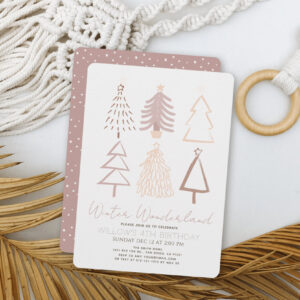 Boho Christmas Trees Winter Onederland Birthday Invitation