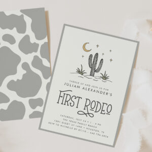 Boho Modern Boys First Rodeo 1st Birthday Invitation