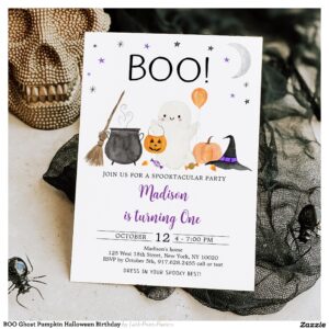 BOO Ghost Pumpkin Halloween Birthday Invitation