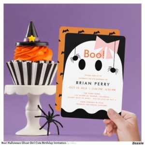 Boo! Halloween Ghost Girl Cute Birthday Invitation