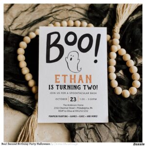 Boo! Second Birthday Party Halloween Invitation