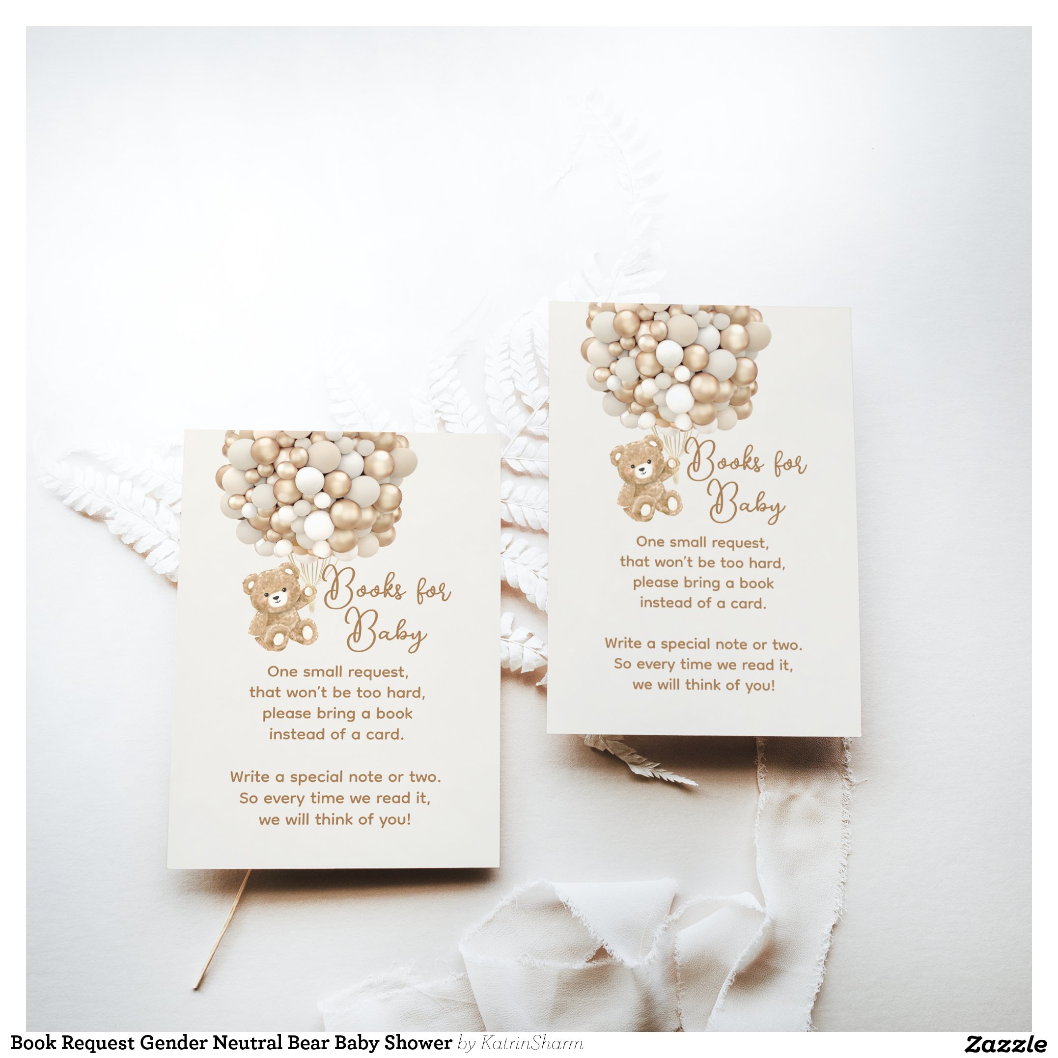 Book Request Gender Neutral Bear Baby Shower Enclosure Card