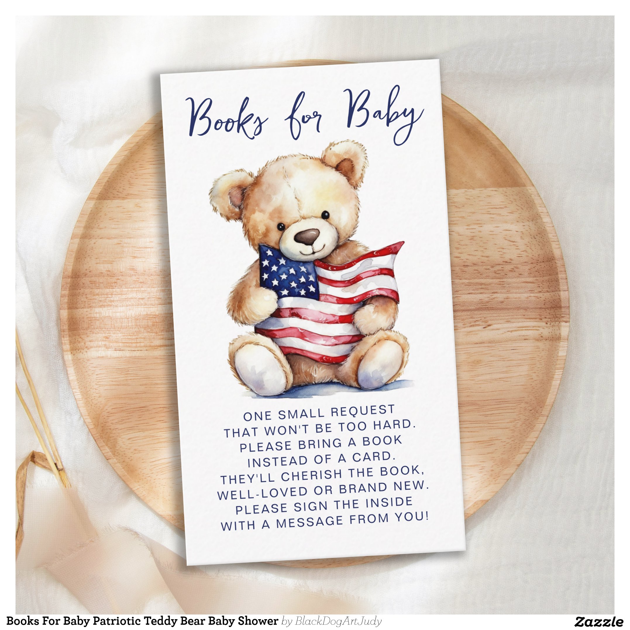 Books For Baby Patriotic Teddy Bear Baby Shower Enclosure Card