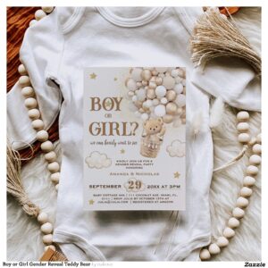Boy or Girl Gender Reveal Teddy Bear Invitation