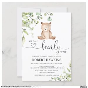 Boy Teddy Bear Baby Shower Invitation