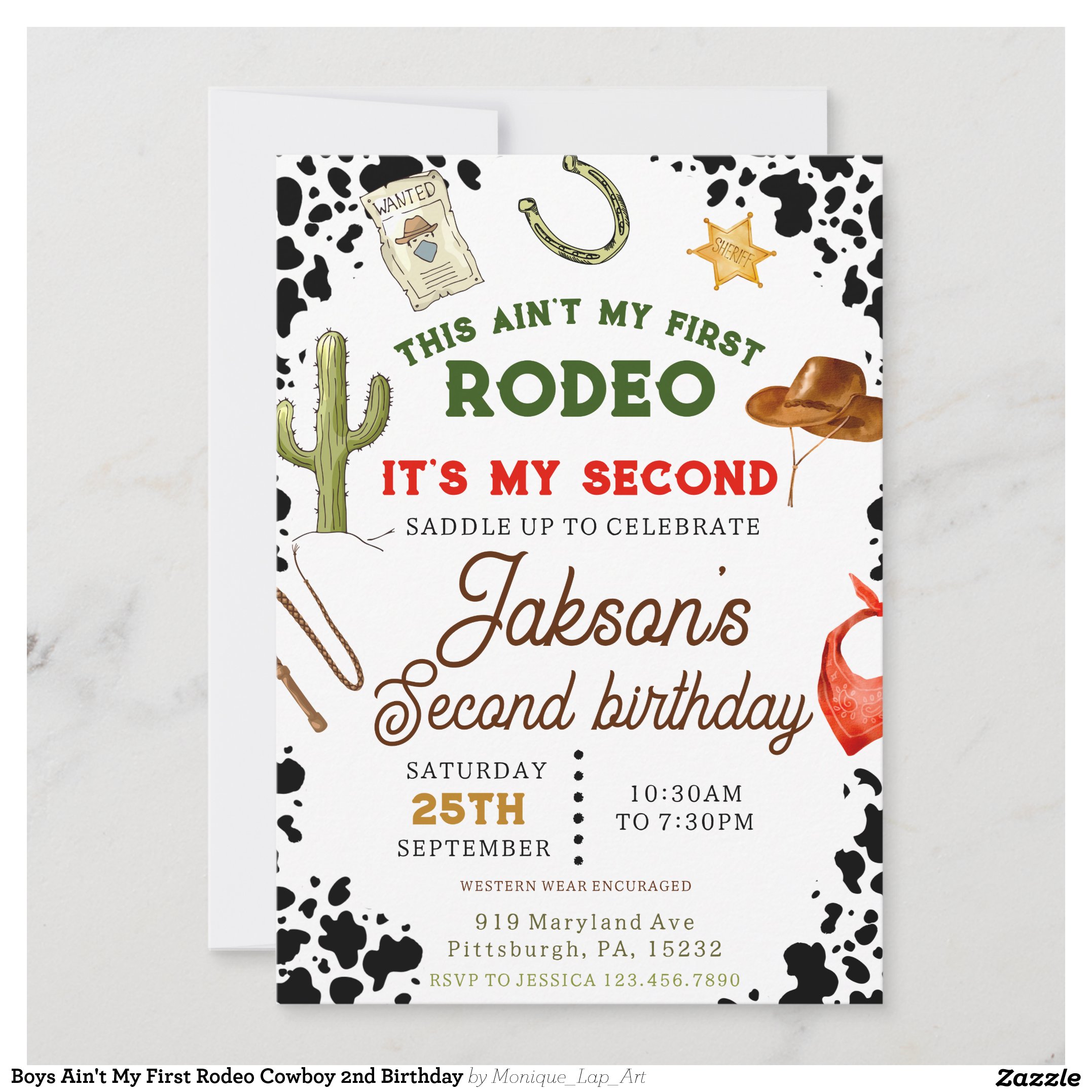 Boys Ain't My First Rodeo Cowboy 2nd Birthday Invitation