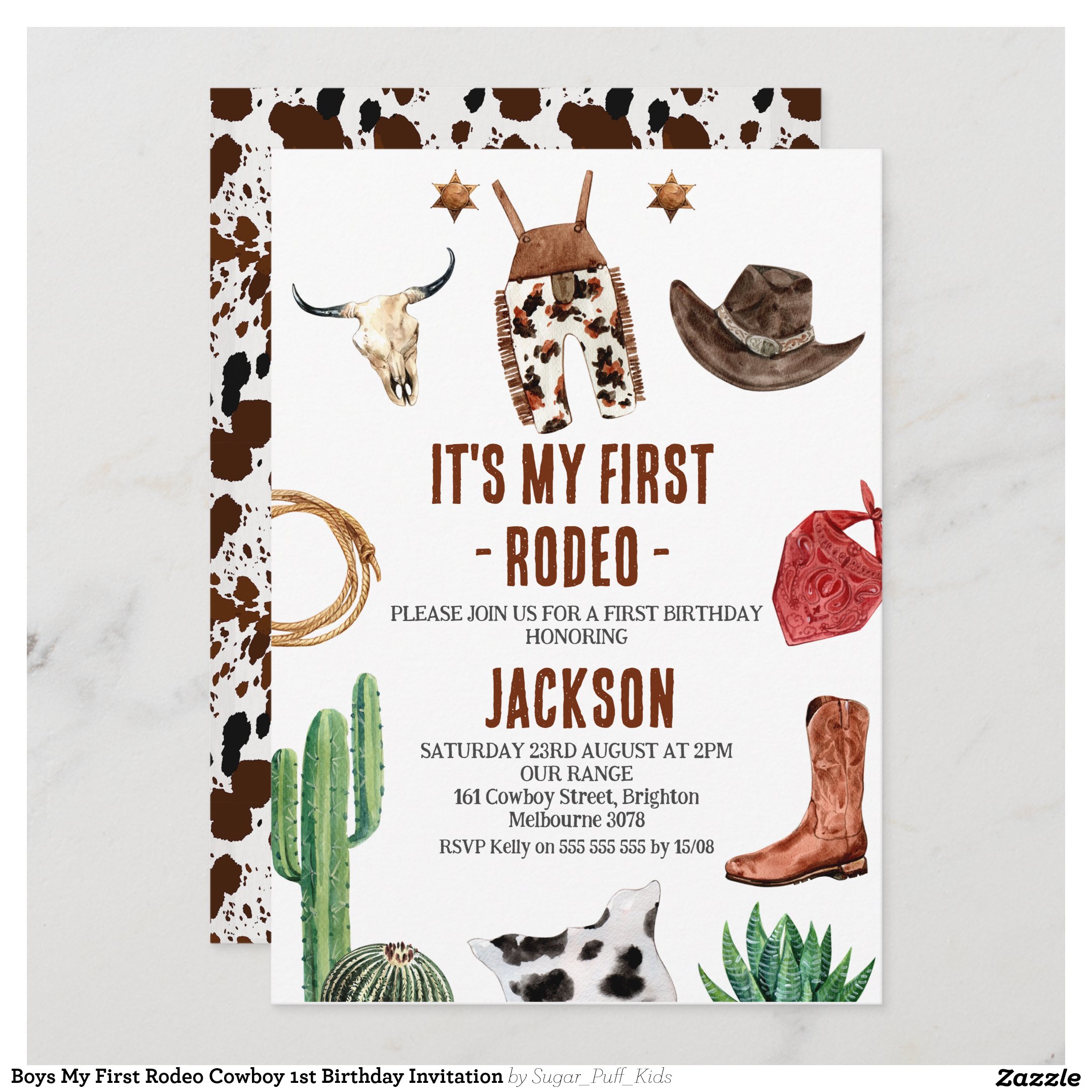 Boys My First Rodeo Cowboy 1st Birthday Invitation